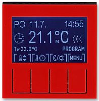 Терморегулятор электронный с датчиком без рамки ABB EPJ Levit 0С +45С красный/дымчатый черный картинка